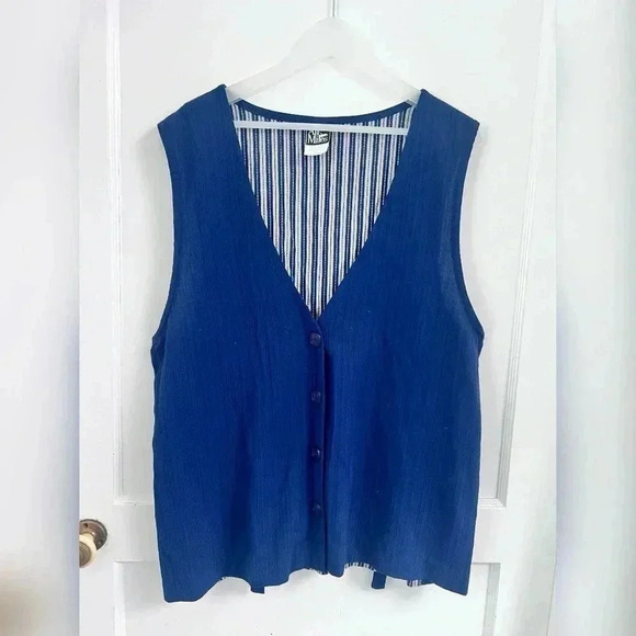 Vintage 90s Y2K Ali Miles Blue Vest TRENDING Size L - Picture 1 of 3